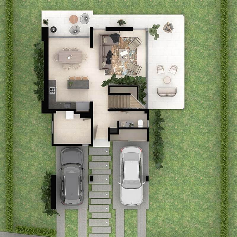 planta primer piso casa campestre tipo a Zolea el caimo quindio