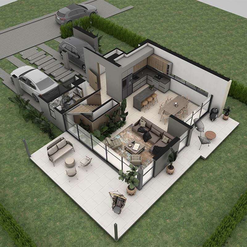 planta primer piso detalle casa campestre tipo a Zolea el caimo quindio