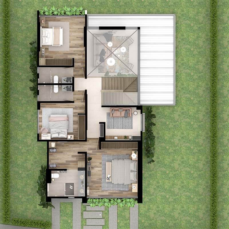 planta segundo piso casa campestre tipo a Zolea el caimo quindio