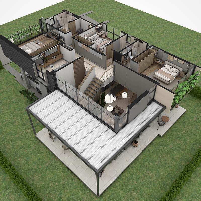 planta segundo piso detalle casa campestre tipo a Zolea el caimo quindio