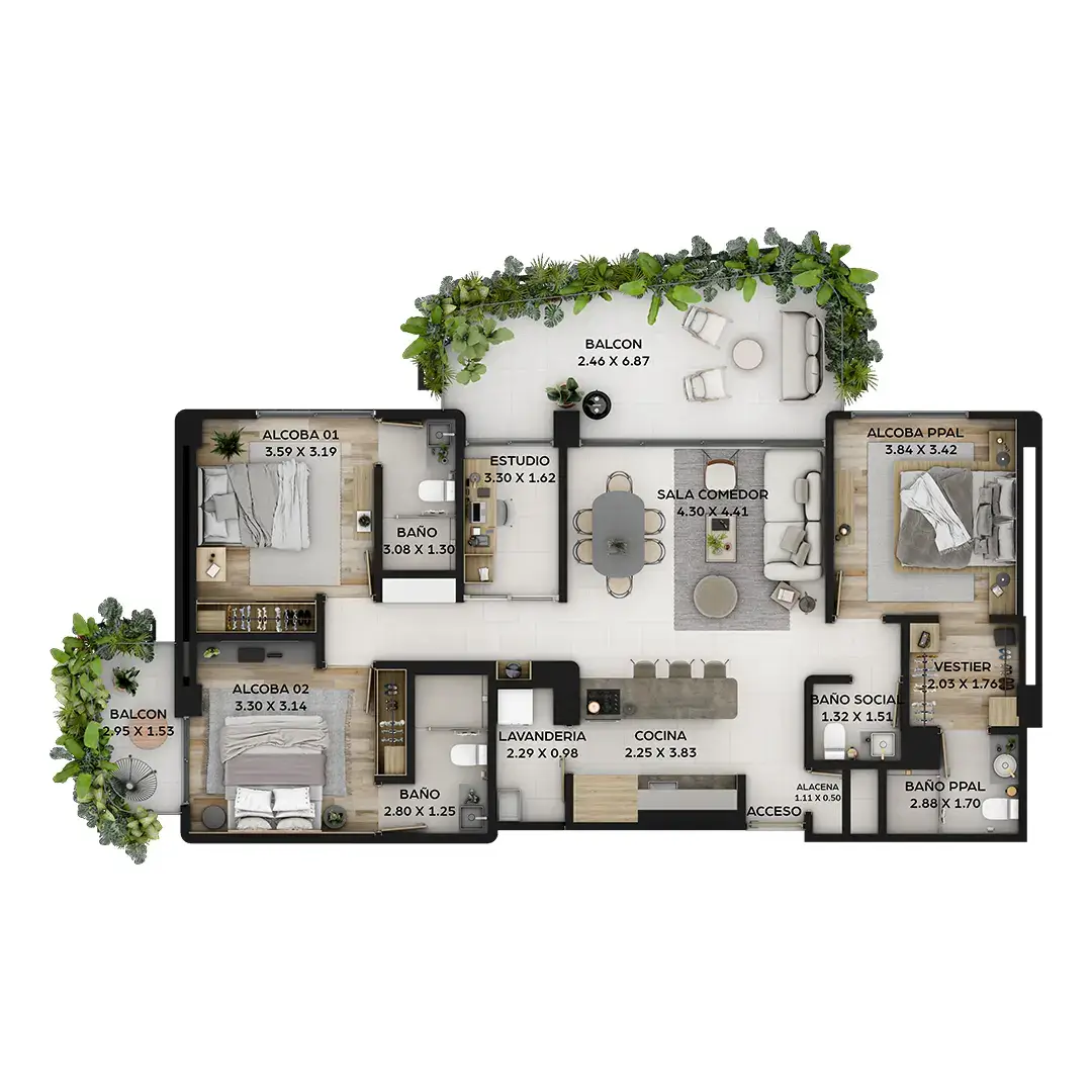 Zolea apartasuites planos tipo 4 - Apartamentos campestres en el quindio v2