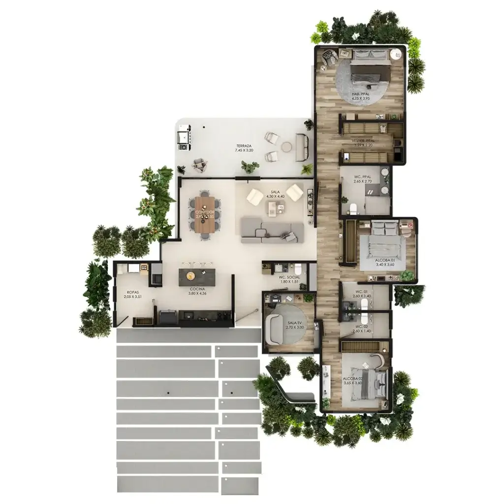 homesuite básica distribucion casa campestre en el quindio V2